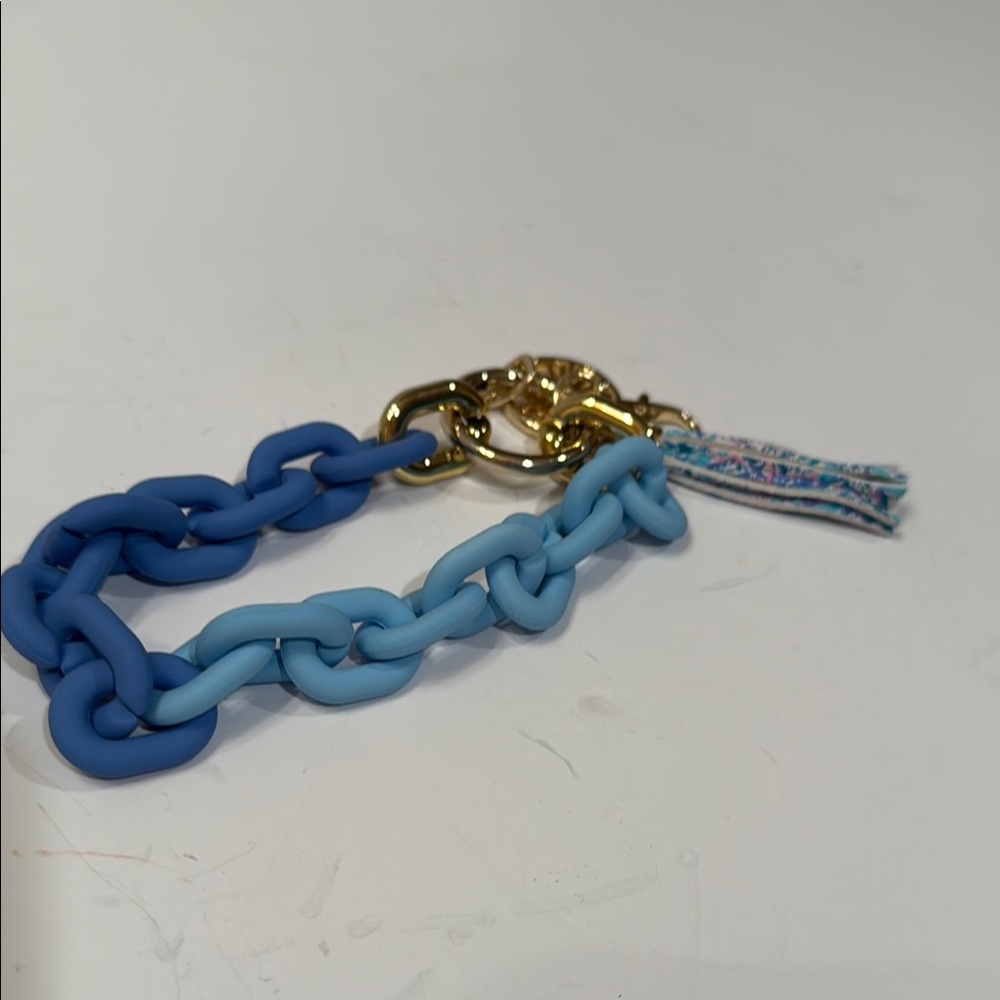 Lilly Pulitzer Blue and Gold Key Holder Bag Charm